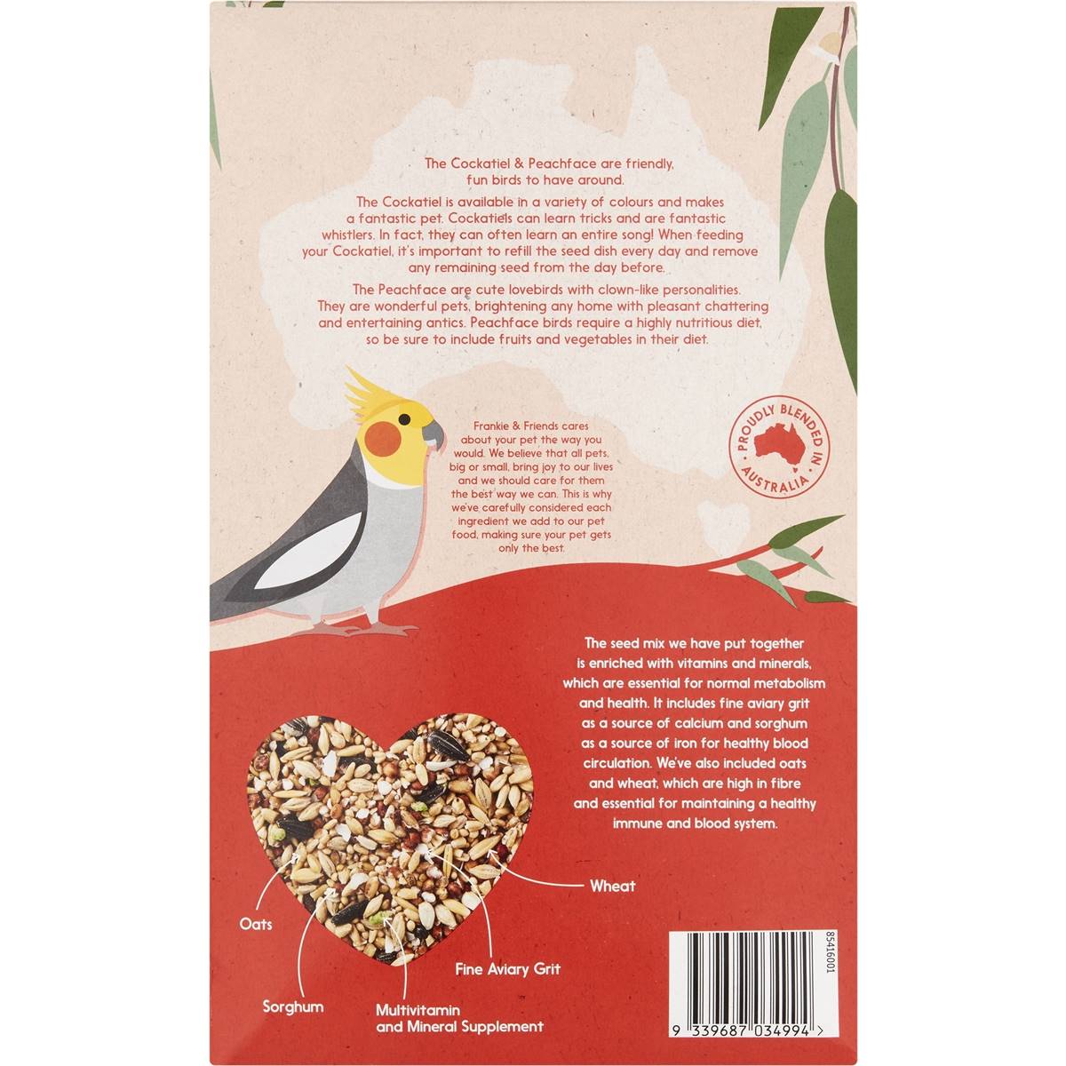 Frankie & Friends Cockatiel & Peachface Bird Seed Mix 2kg