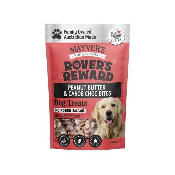 MAYVER'S ROVER'S REWARD PEANUT BUTTER CHOC CAROB BITES DOG TREATS 250G