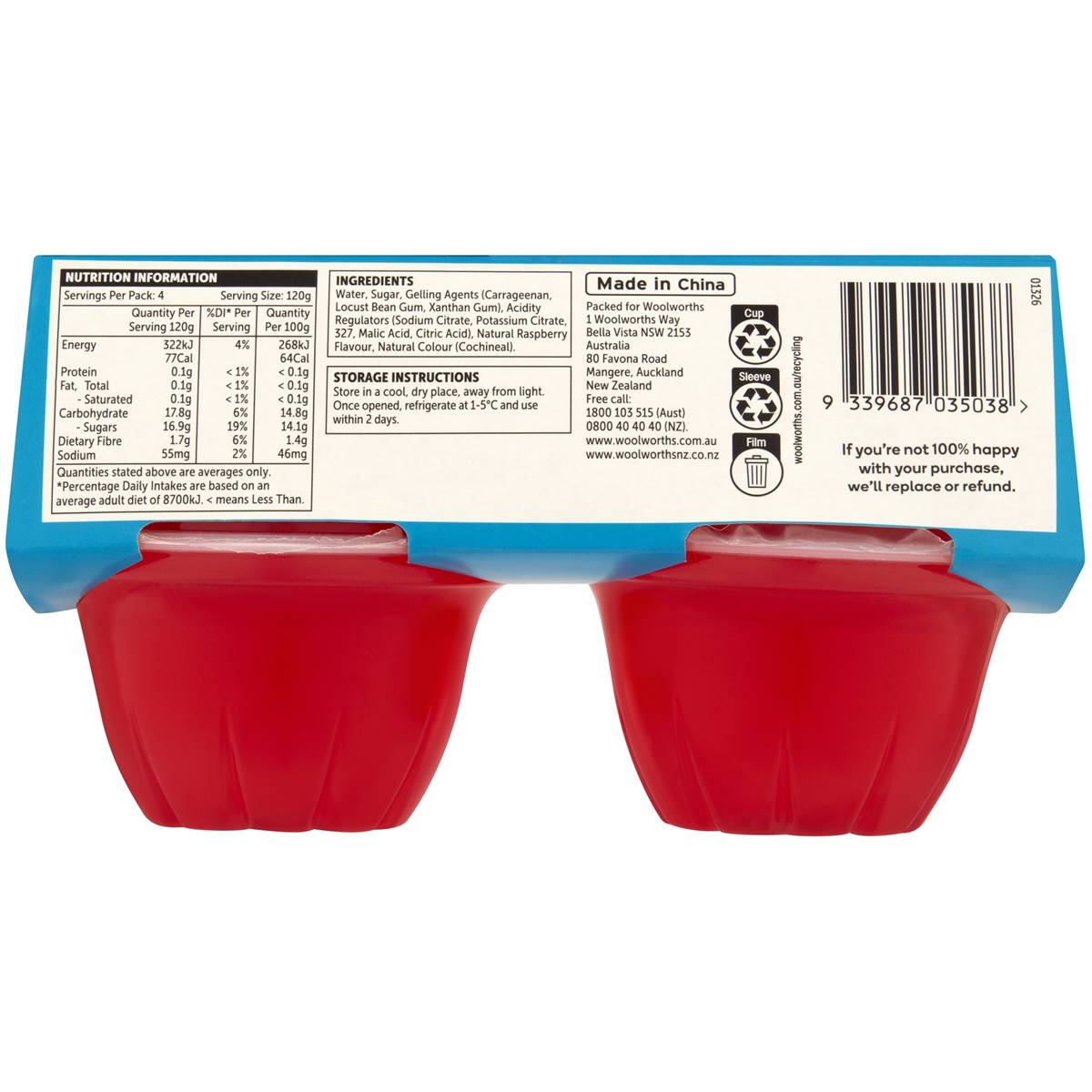 Woolworths Raspberry Jelly 4 Pack
