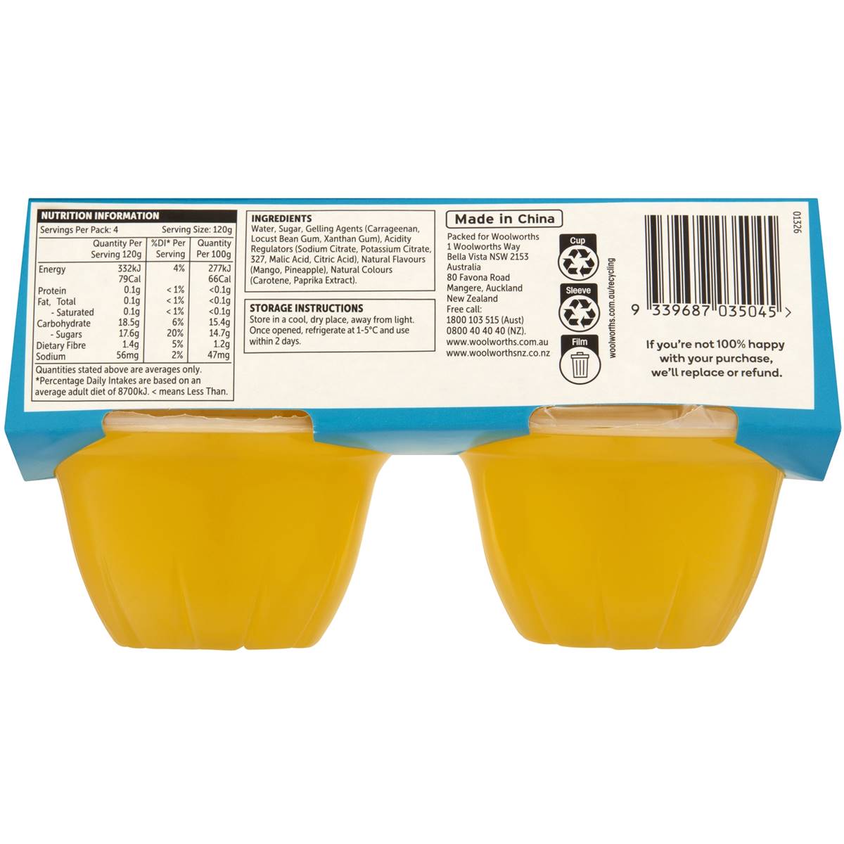 Woolworths Tropical Flavour Jelly 4 Pack