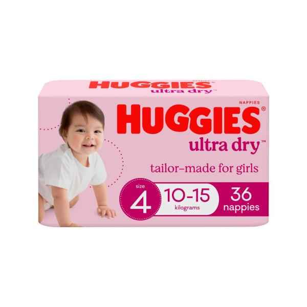 Ultra Dry Nappies Girls Size 4 (10-15Kg)