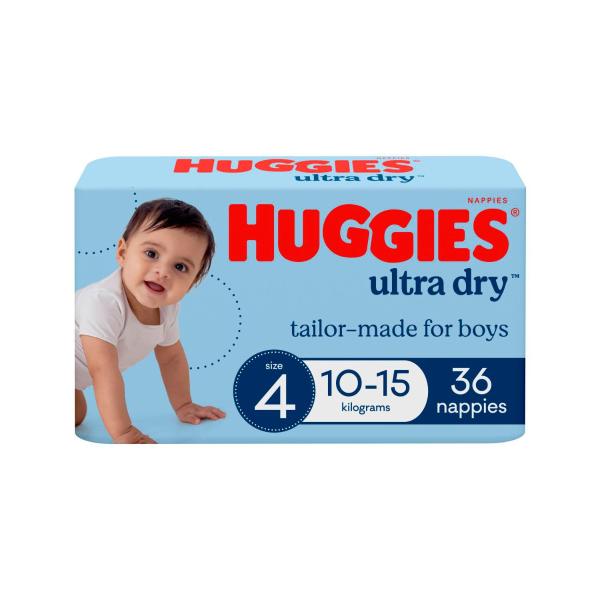 Ultra Dry Nappies Boys Size 4 (10-15kg)