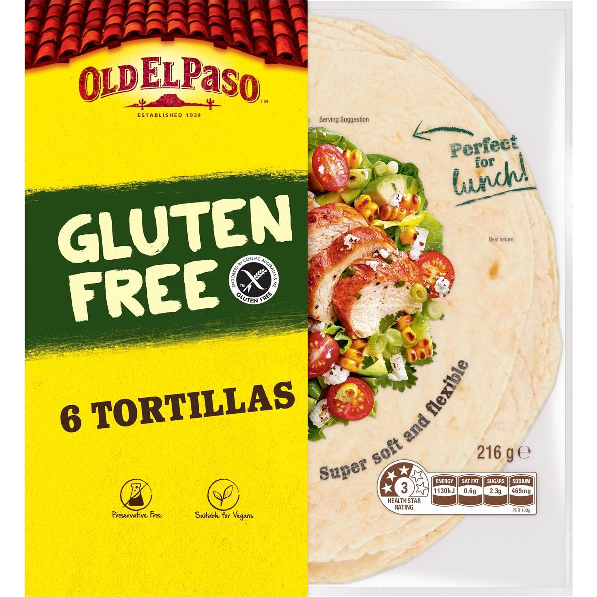 Old El Paso Gluten Free Tortilla Fajita Wraps 6 pack