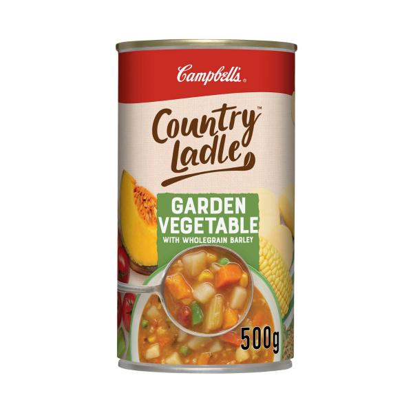 CAMPBELLS COUNTRY LADLE SOUP:GARDEN VEGETABLE:99% FAT FREE:500 GRAM