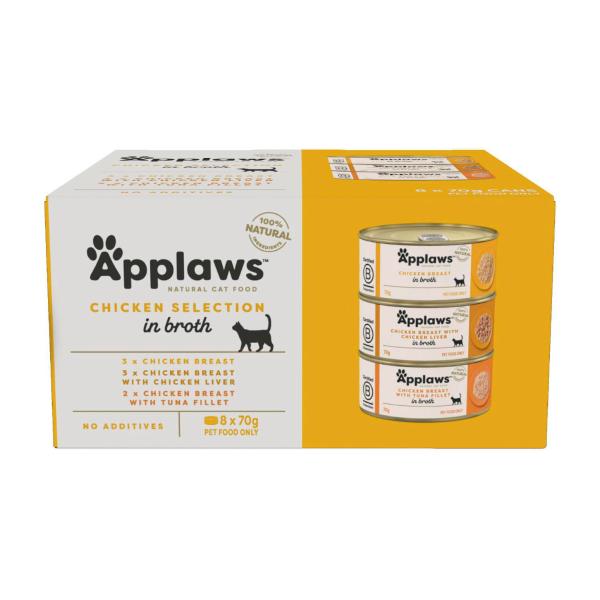 APPLAWS TIN MULTIPACK CAT FOOD CHICKEN SELECTION 8X70G