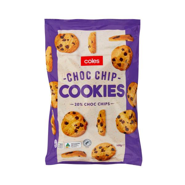 COLES COOKIES CHOC CHIP 500 GRAM