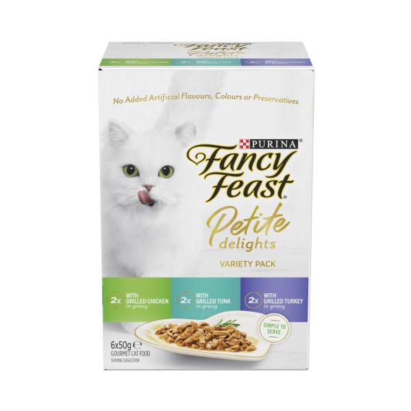 Petite Delights With Grilled Chicken Tuna & Turkey Cat Food 6X50Gram