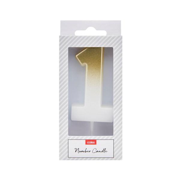 COLES CANDLE GOLD OR SILVER:NO 1:.:1 EACH