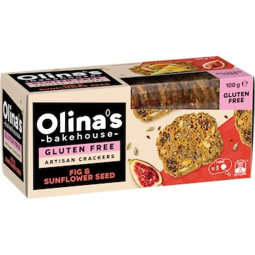 Olina's Bakehouse Gluten Free Artisan Crackers Fig & Sunflower Seed 100g