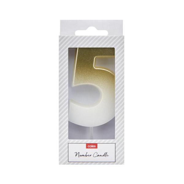 COLES CANDLE GOLD OR SILVER:NO 5:.:1 EACH