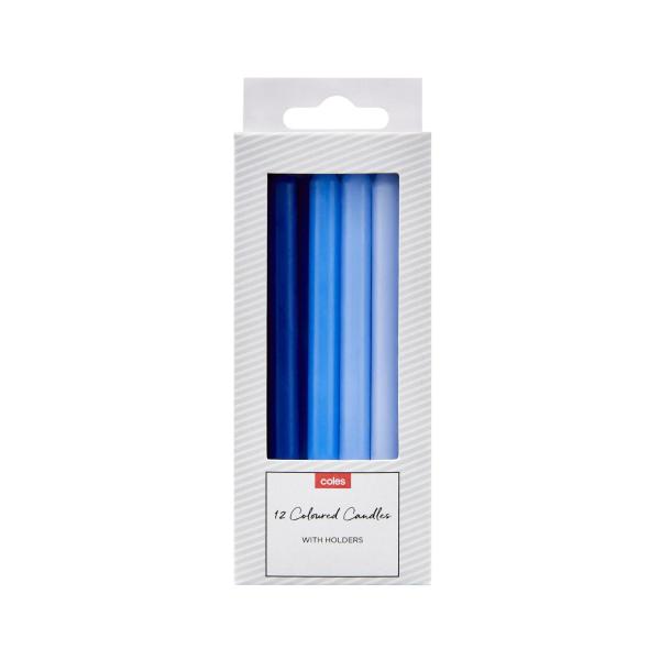 COLES COLOURED CANDLES