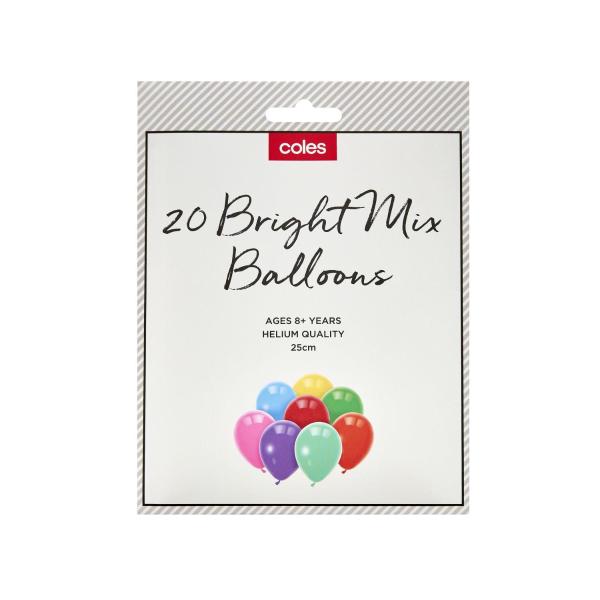 COLES BRIGHT/FESTIVAL MIX ASSORTED BALLOONS