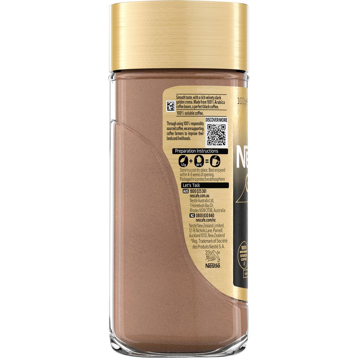 Nescafe Gold Short Black Soluble Instant Coffee 100g