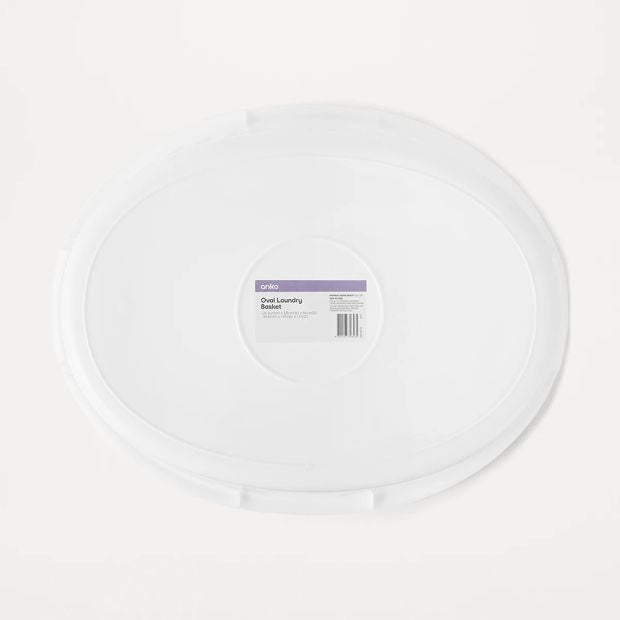 Oval Laundry Basket, White - Anko