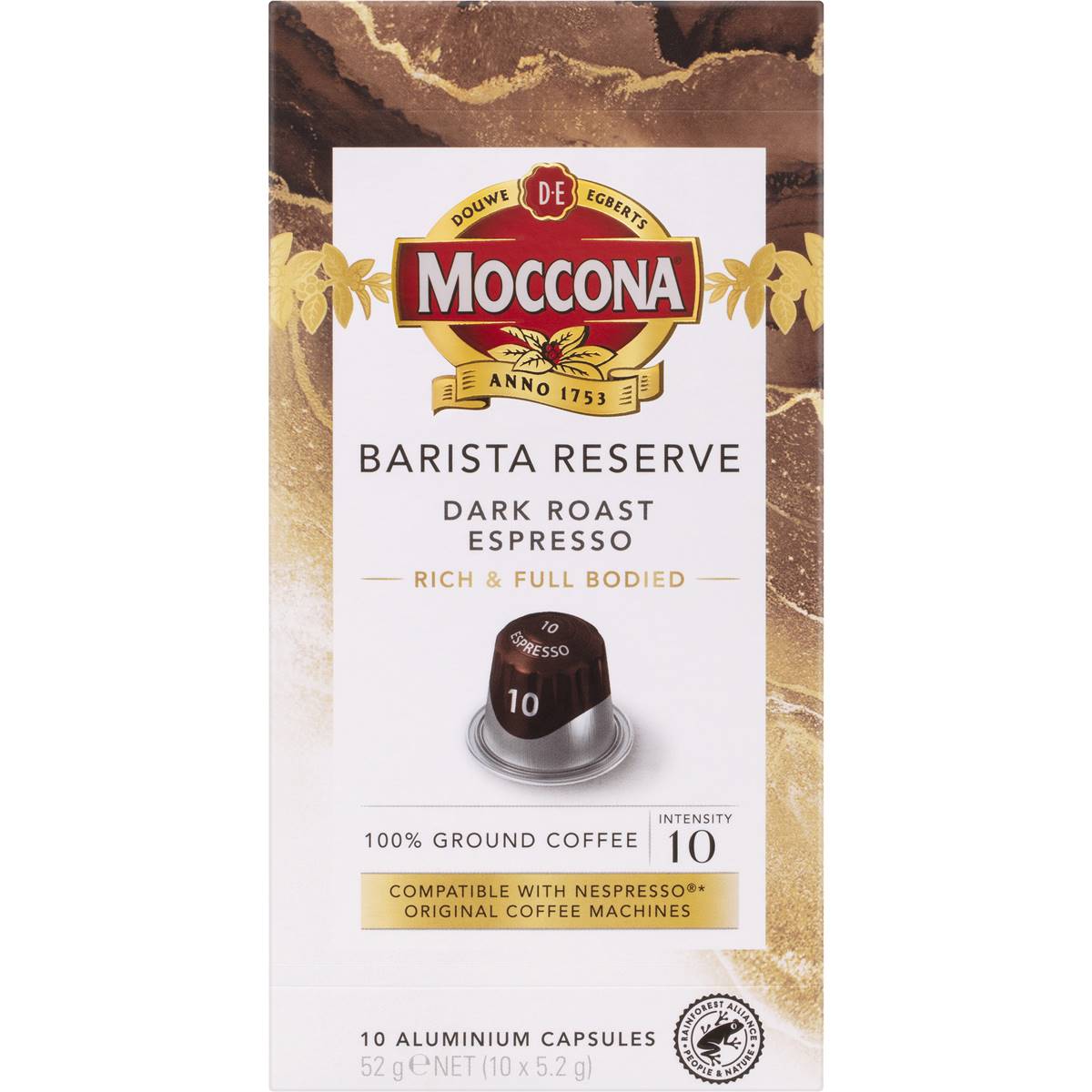Moccona Barista Reserve Coffee Pods Dark Roast Espresso 10 pack