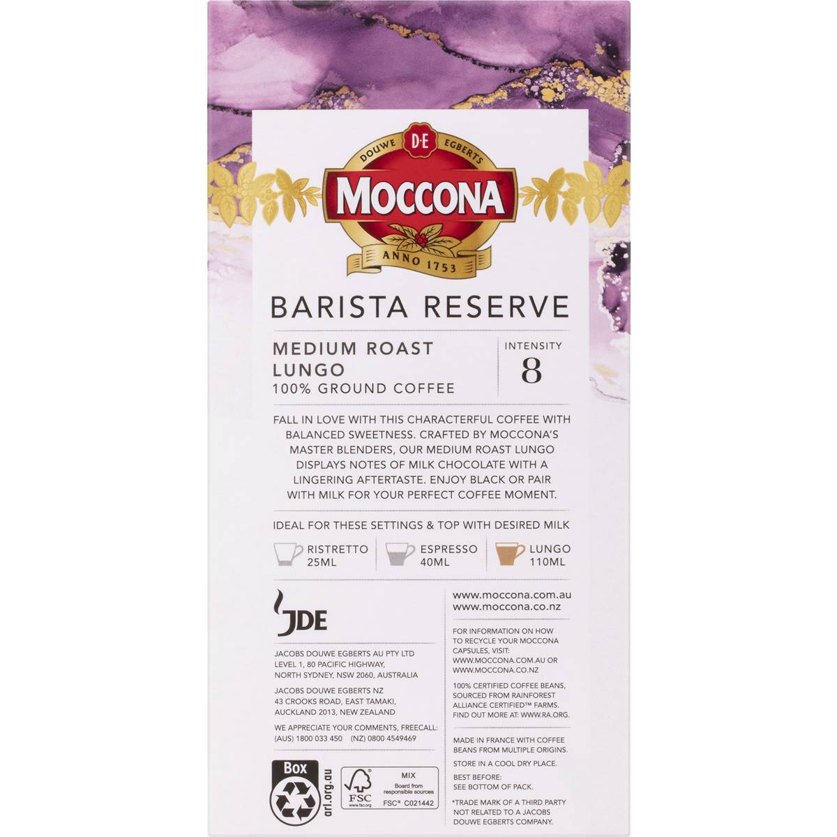 Moccona Barista Reserve Capsules Medium Roast Lungo 10 Pack