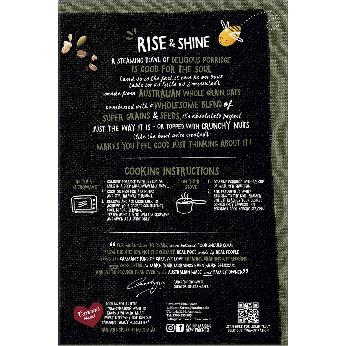 Carman's Porridge Sachets Natural 5 Grain & Super Seed 8 pack