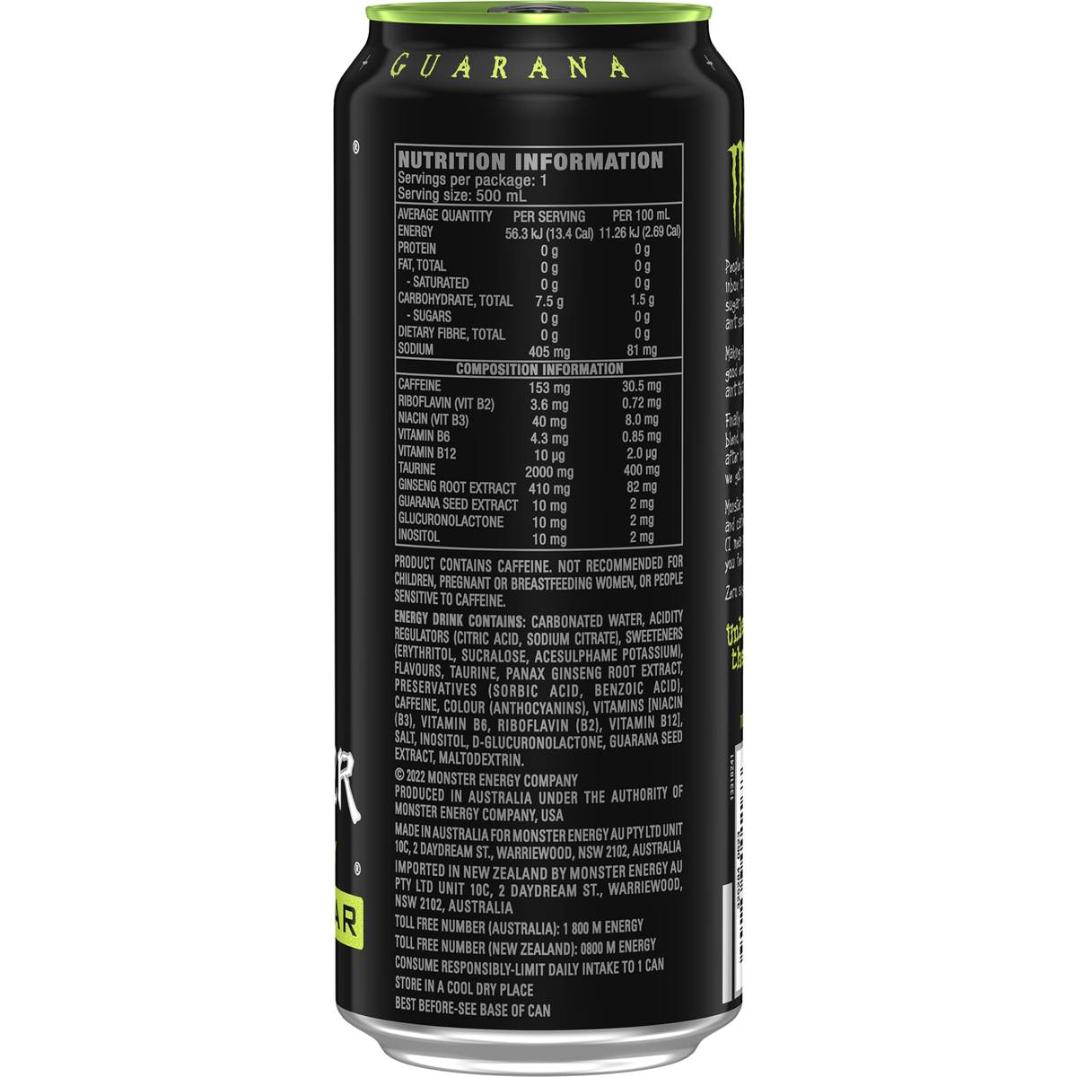 Monster Energy Original Zero Sugar Drink 500mL