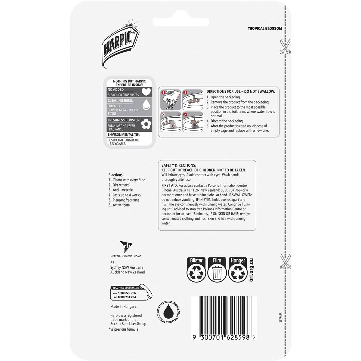 Harpic Fresh Power Tropical Blossom Toilet Cleaner Block 2 Pack