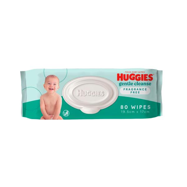 HUGGIES GENTLE CLEANSE BABY WIPES FRAGRANCE FREE:.:80 PACK