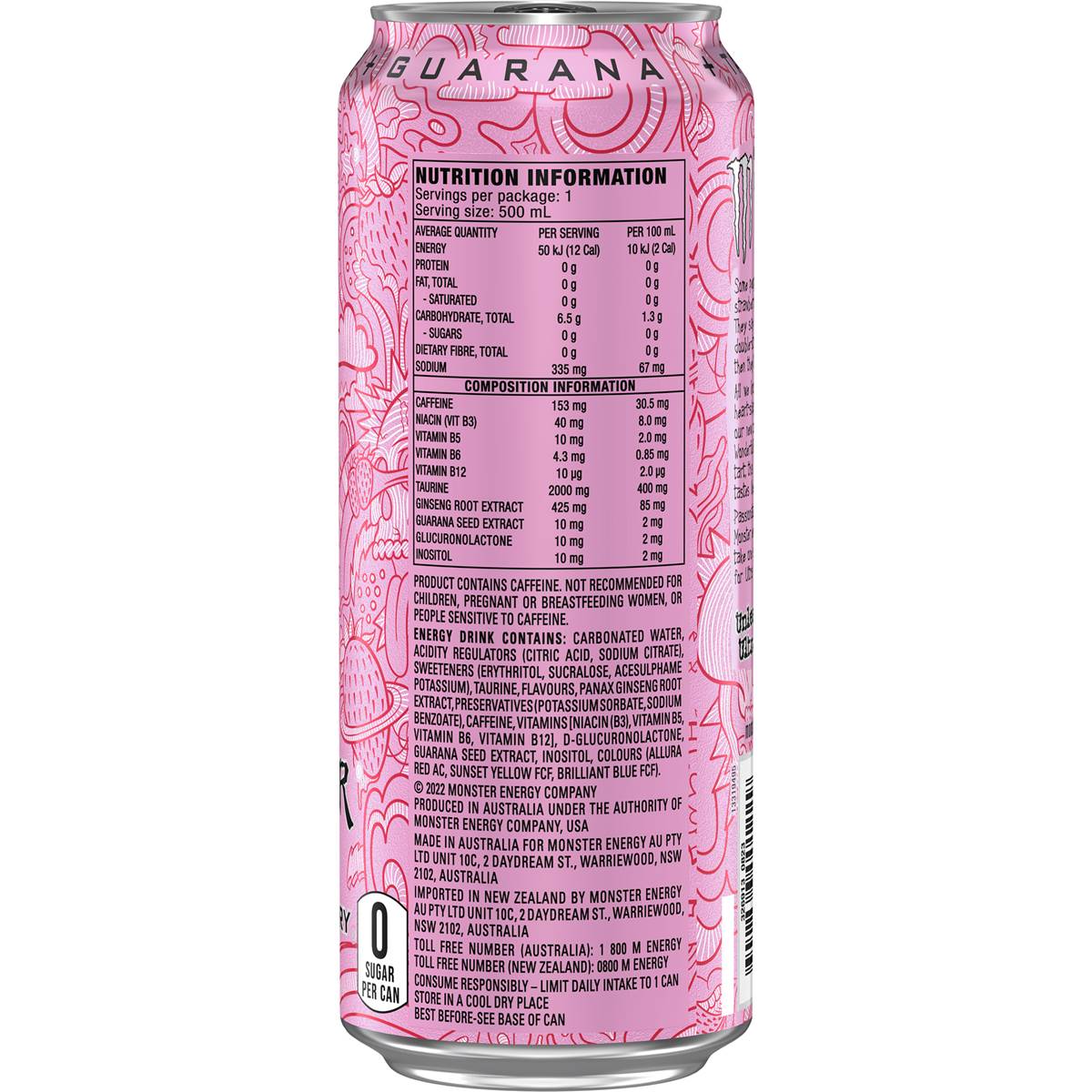 Monster Energy Ultra Strawberry Dreams Drink 500mL