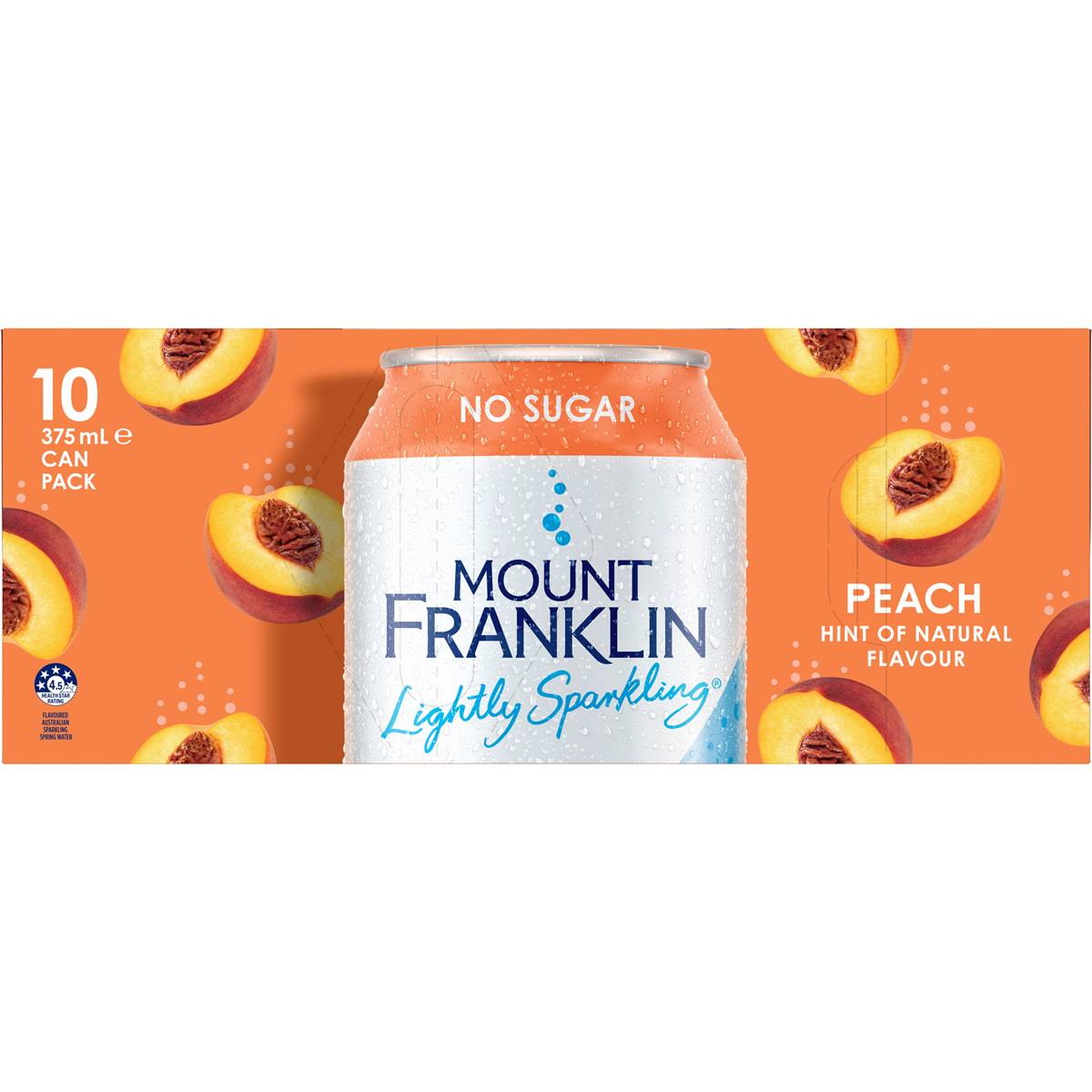 Mount Franklin Lightly Sparkling Peach Cans 375mL x 10 pack