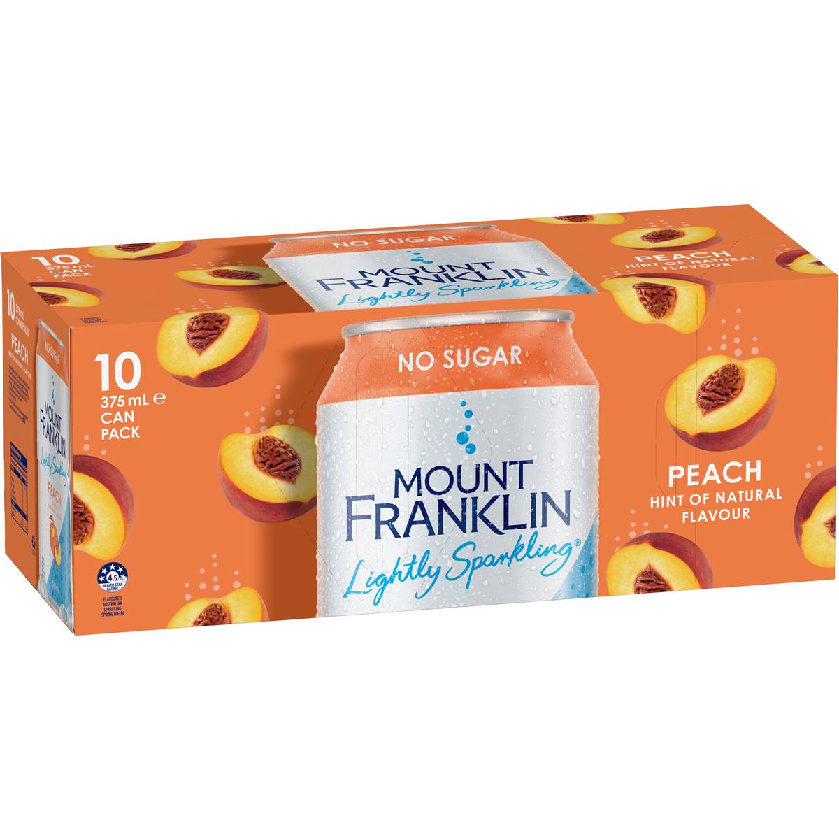 Mount Franklin Lightly Sparkling Peach Cans 375mL x 10 pack