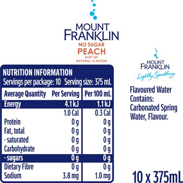 Mount Franklin Lightly Sparkling Peach Cans 375mL x 10 pack