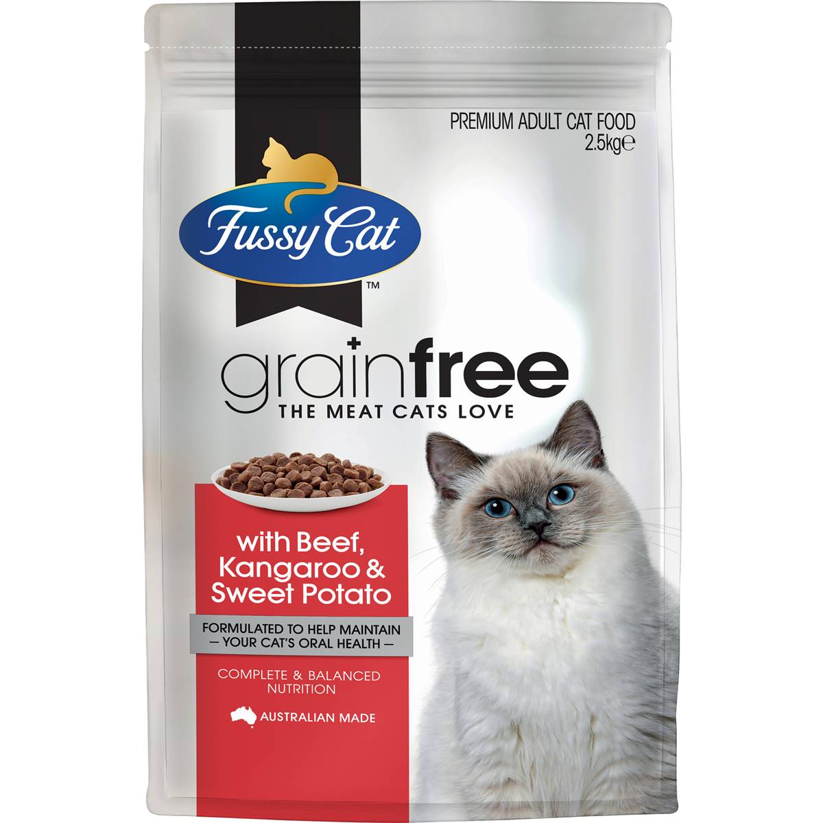 Fussy Cat Grain Free Adult Dry Cat Food Beef Kangaroo & Sweet Potato 2.5kg