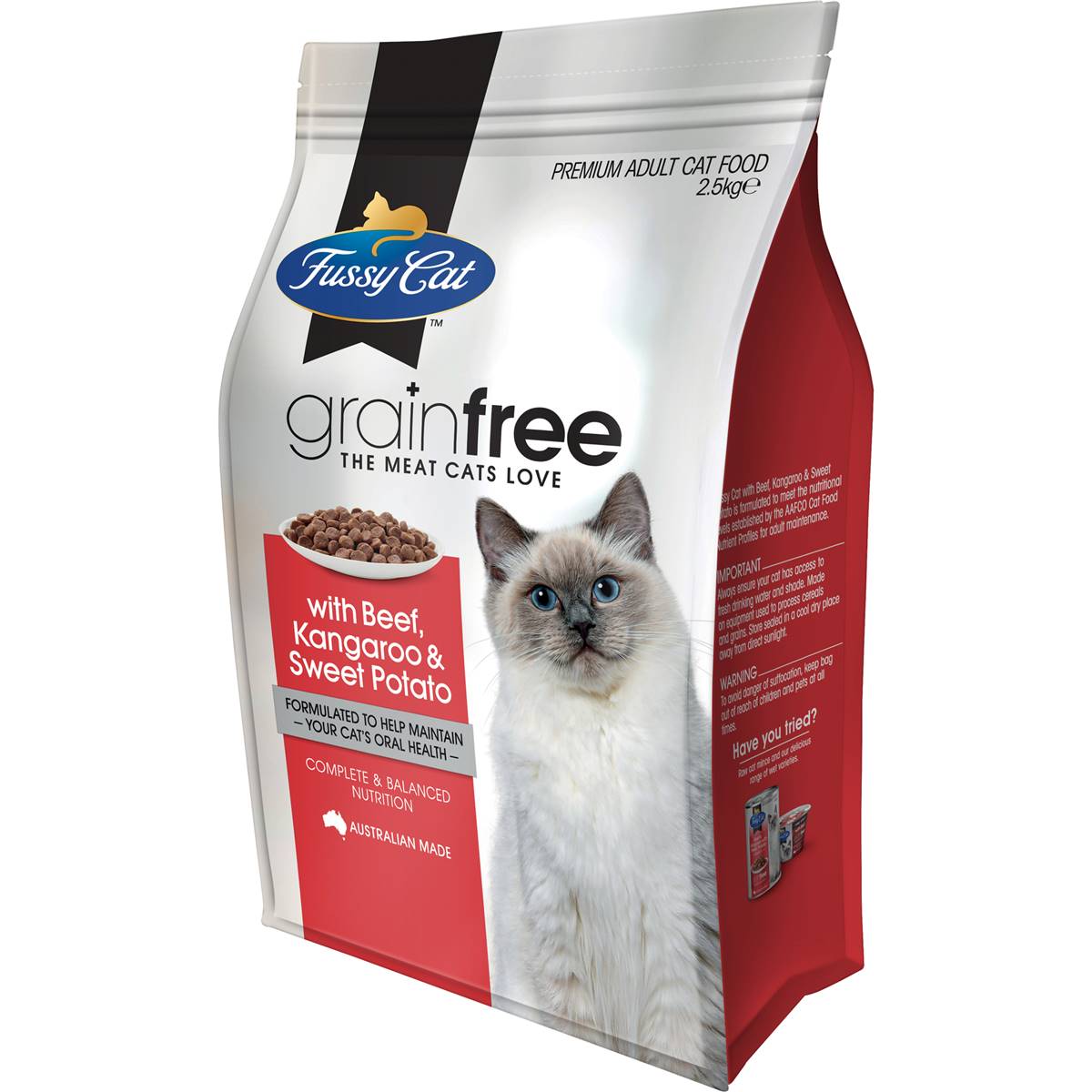 Fussy Cat Grain Free Adult Dry Cat Food Beef Kangaroo & Sweet Potato 2.5kg