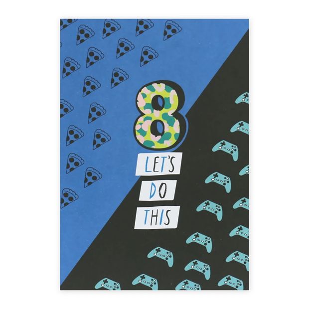 Connections from Hallmark 8th Birthday Card - Pizza & Video Games