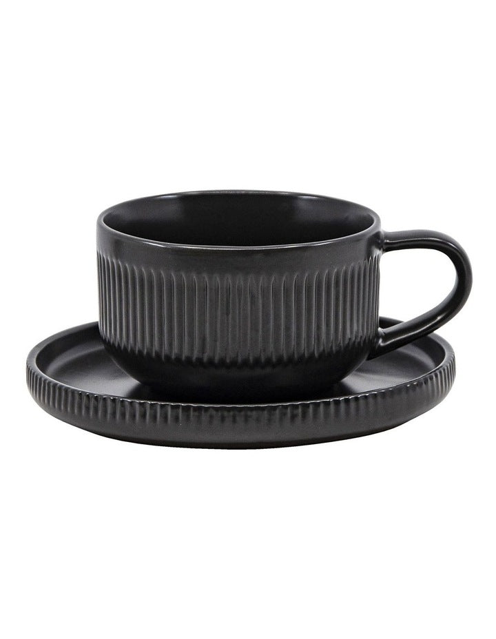 Brae Tea Cup & Saucer Set in Black