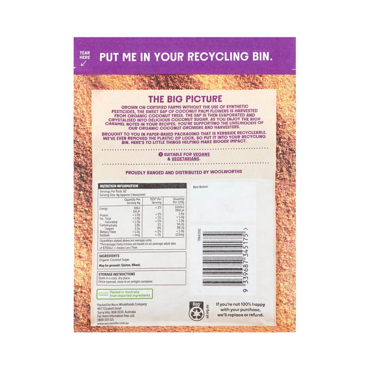 Macro Unrefined Coconut Sugar 250g