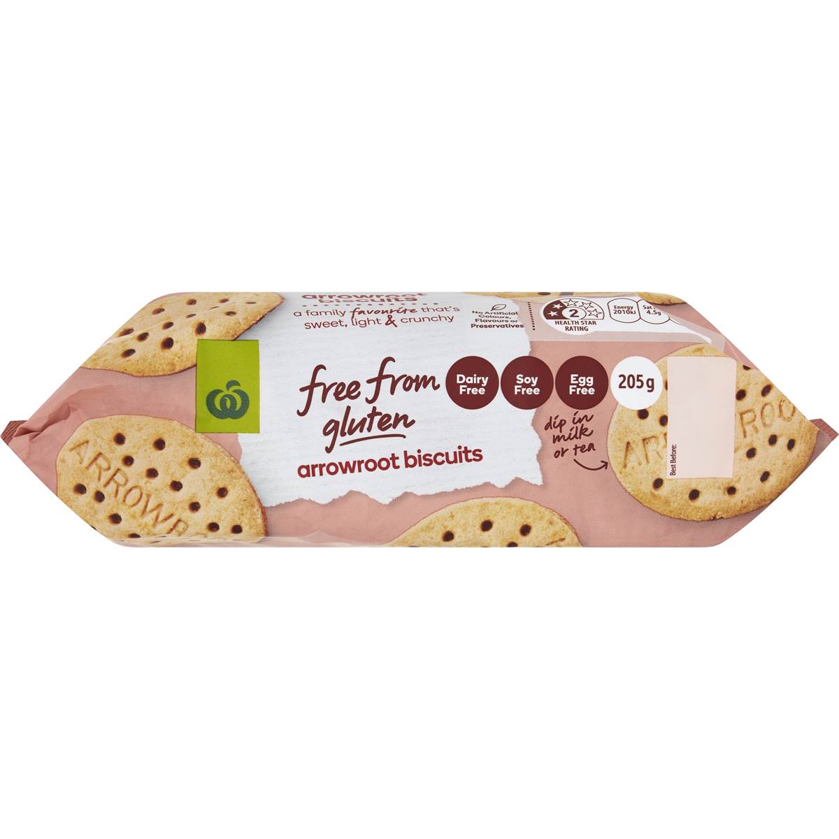Woolworths Free From Gluten Arrowroot Biscuit 205g