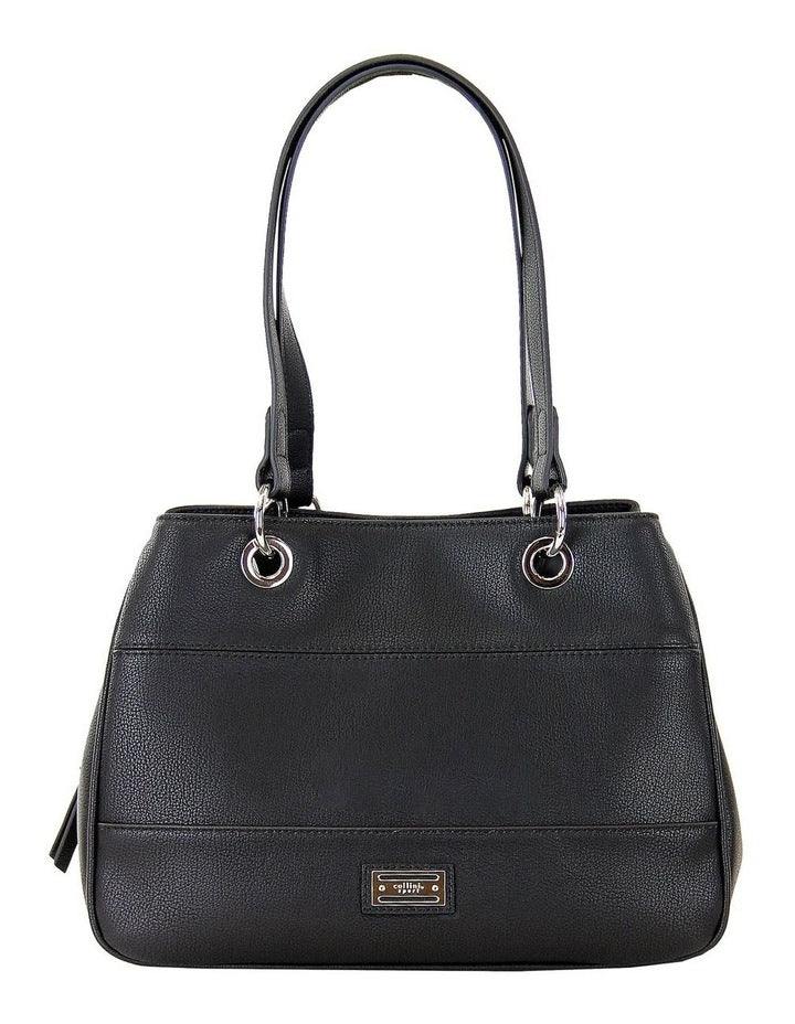 Key Item Zip Top Shoulder Bag in Black