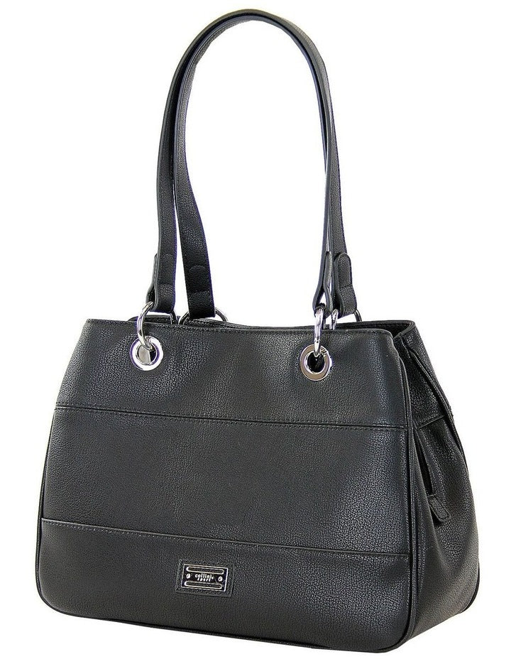 Key Item Zip Top Shoulder Bag in Black
