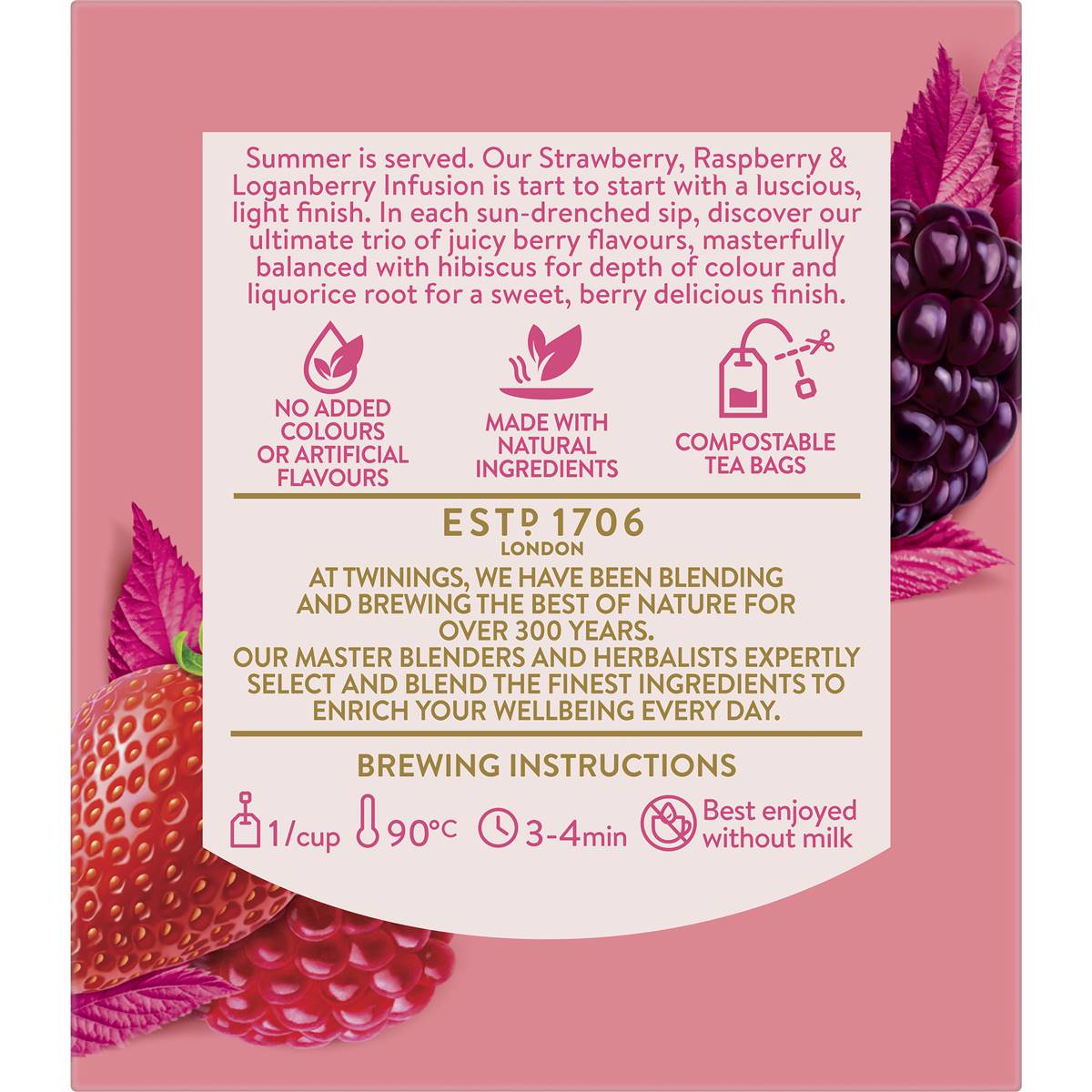 Twinings Strawberry, Raspberry & Loganberry Tea Bags 10 Pack