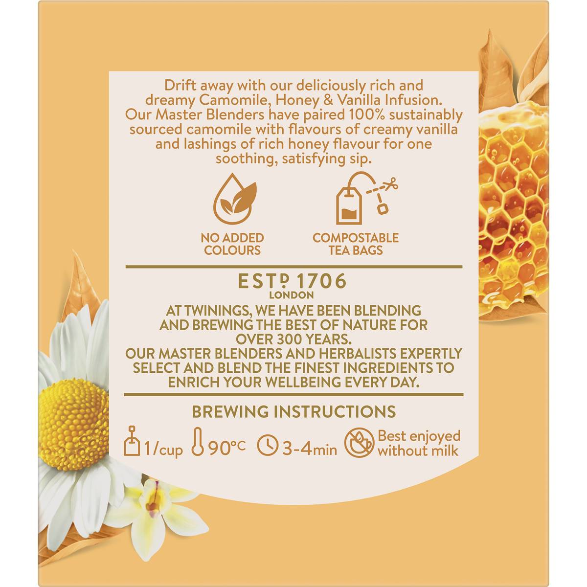Twinings Camomile Honey & Vanilla Tea Bags 10 Pack 15g