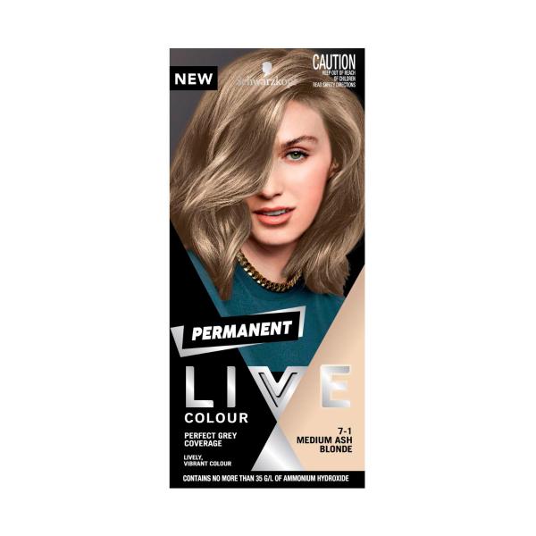 SCHWARZKOPF PERMANENT LIVE COLOUR MED ASH BLONDE 7.1