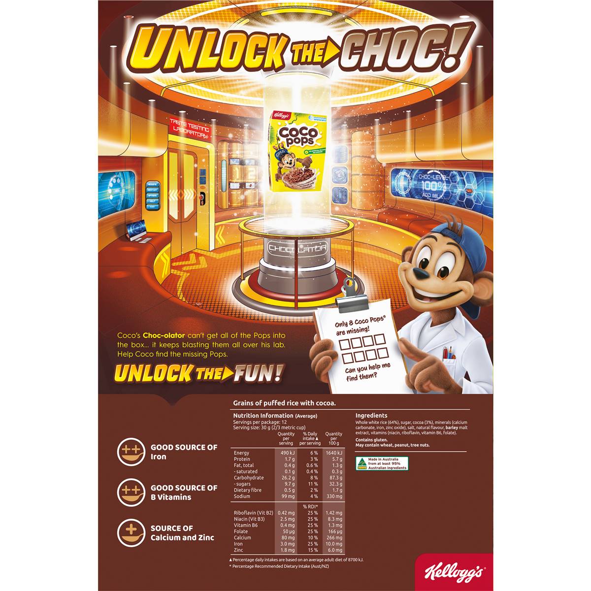 Kellogg's Coco Pops Chocolatey Breakfast Cereal 375g