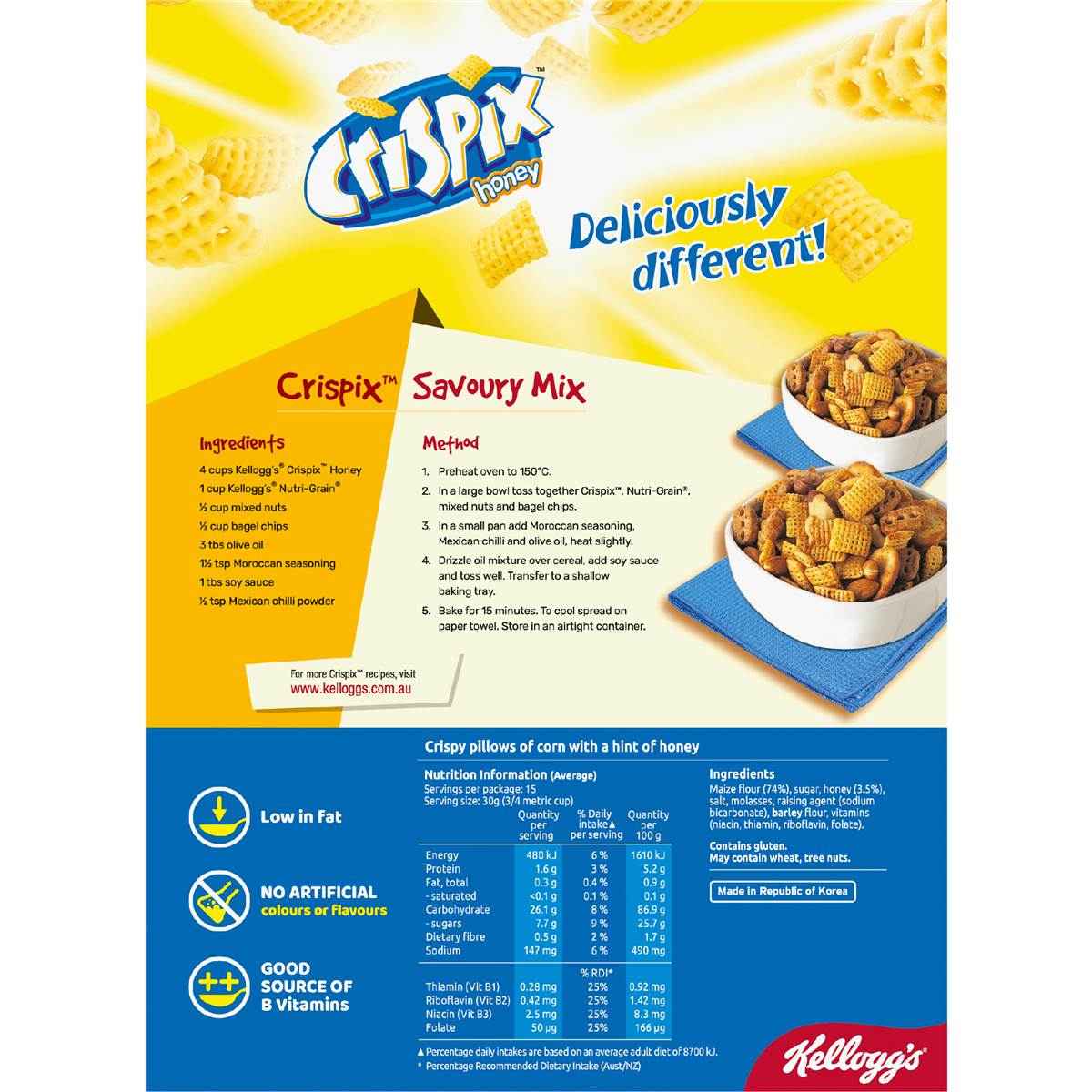 Kellogg's Crispix Honey Pillows Breakfast Cereal 460g