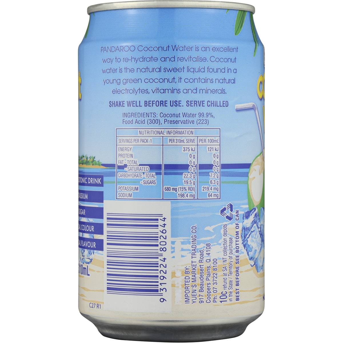 Pandaroo Drinks Coconut Water 310ml