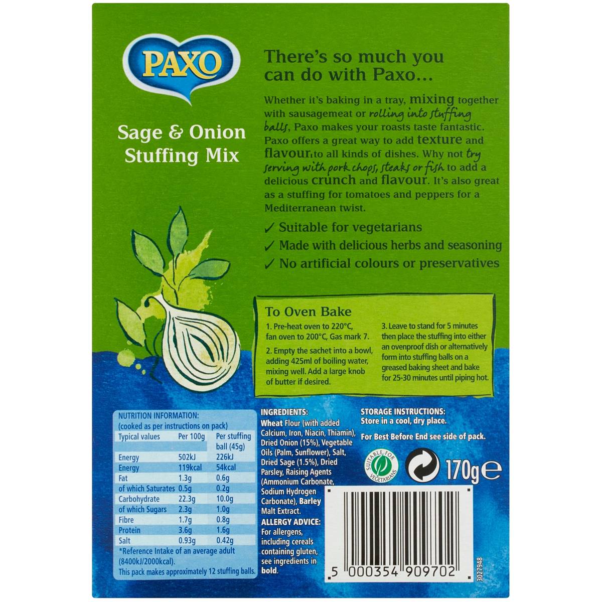 Paxo Stuffing Sage & Onion 170g