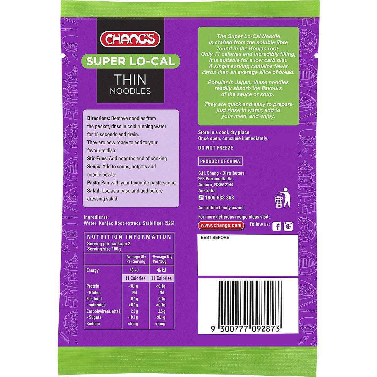 Chang's Wok Ready Super Lo-Cal Noodles 390g