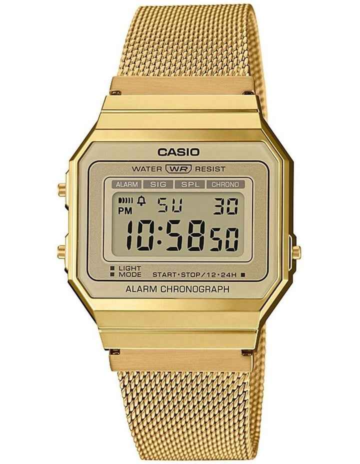 Casio Gold Vintage Digital Watch With Stainless Mesh Band A700WMG 9A