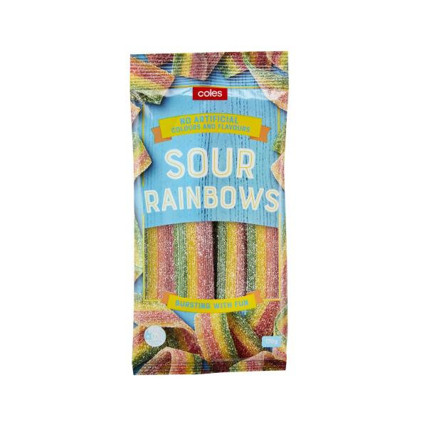 COLES SOUR RAINBOW STRAPS 170G