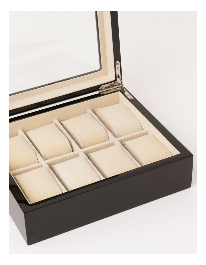 Black 8 Compartment Watch Box