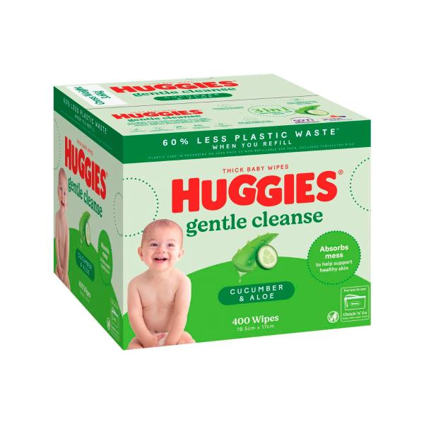 HUGGIES BABY WIPES REFILLS CUCUMBER & ALOE 400 PACK