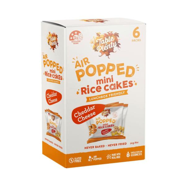 TABLE OF PLENTY MP POPPED RICE CAKES 6PK:CHEDDAR CHEESE:.:90 GRAM.