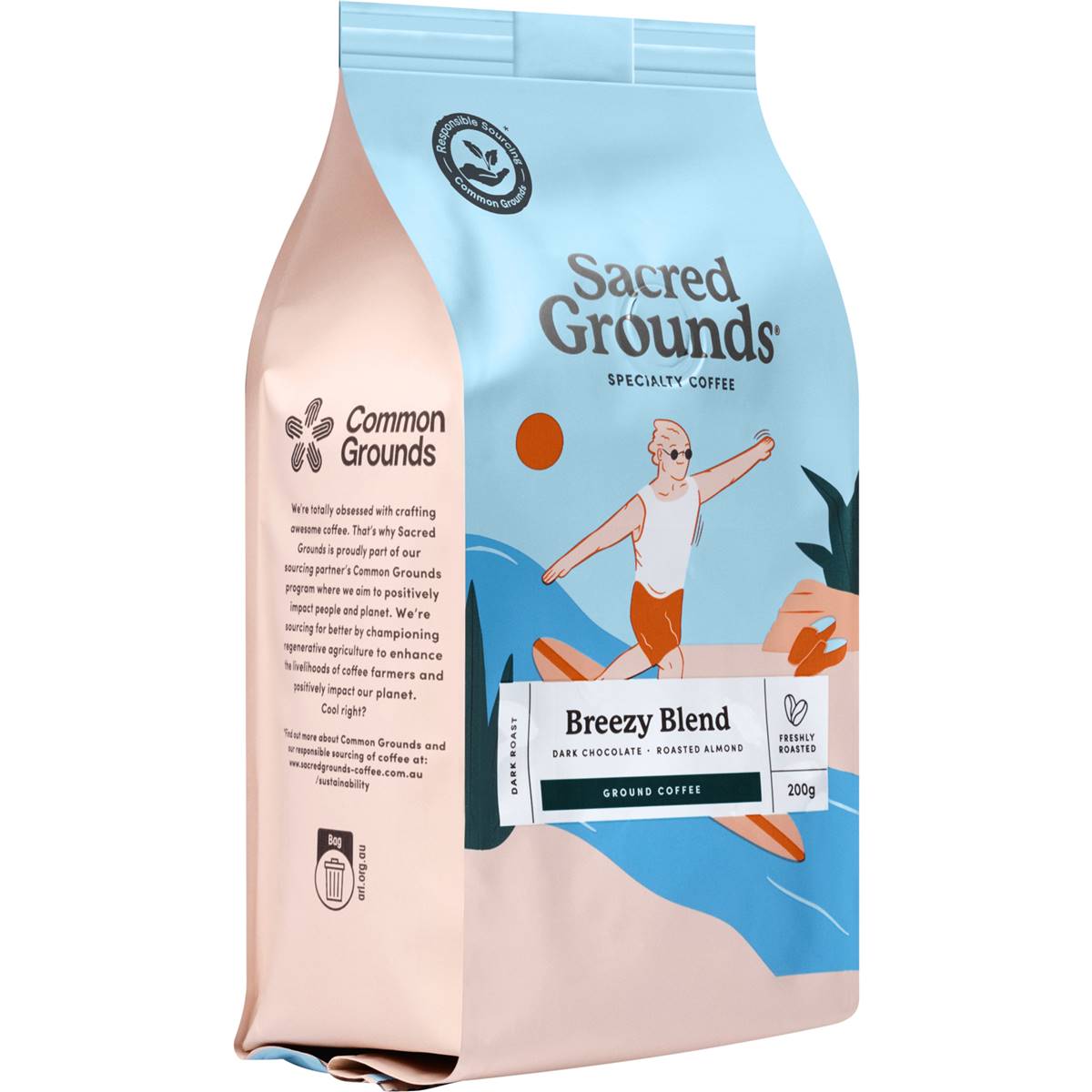 Sacred Grounds Breezy Blend Ground Coffee 200g